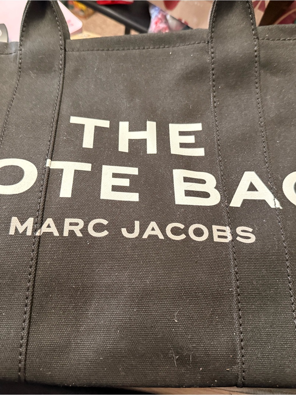 Marc Jacobs Black Canvas Tote with White Logo- Large